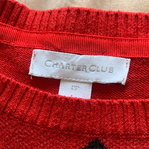 Charter Club red and black plaid sweater girls cut XXS - Picture 4 of 6